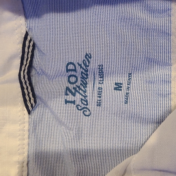 Izod Saltwater Short Sleeve Button Down, M - Picture 2 of 3